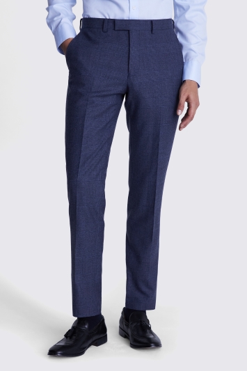 Tailored Fit Blue Check Performance Trousers