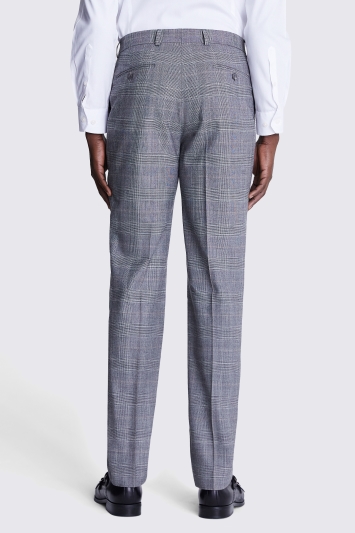 Tailored Fit Grey Check Performance Trousers