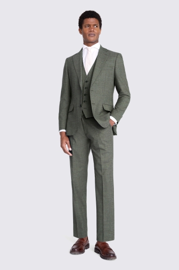 Tailored Fit Green Puppytooth Performance Trousers