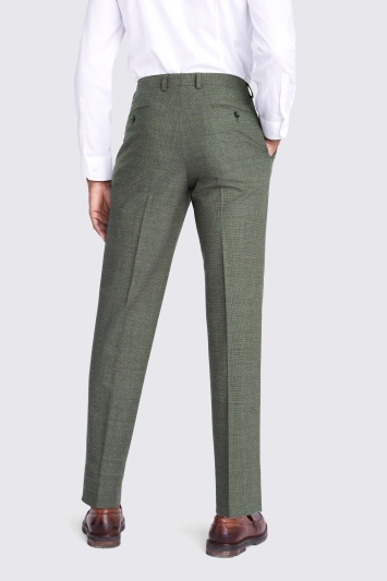 Tailored Fit Green Puppytooth Performance Trousers 