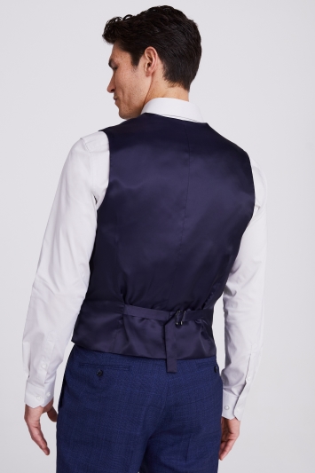 Tailored Fit Blue Check Waistcoat