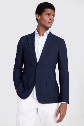 Blue Textured Wool Jacket