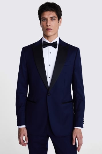 Tailored Fit Navy Twill Tuxedo Suit Jacket