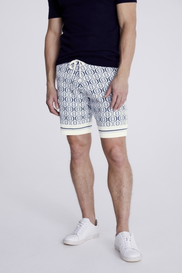 Blue Retro Knitted Shorts