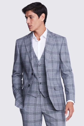 Tailored Fit Black & White Check Performance Suit Jacket