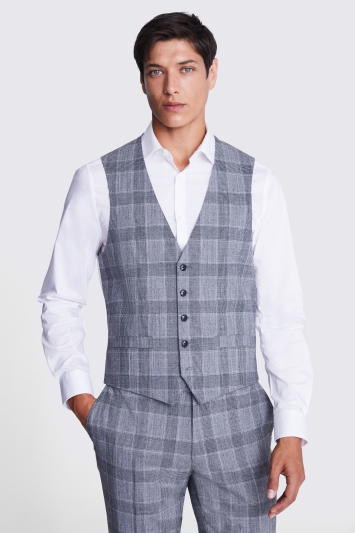 Tailored Fit B&W Check Waistcoat 