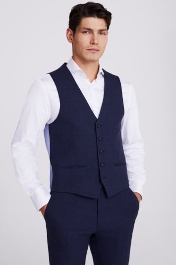 Tailored Fit Blue Flannel Waistcoat