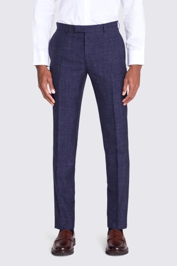 Italian Slim Fit Blue Check Trousers