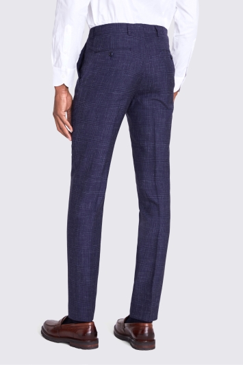 Italian Slim Fit Blue Check Trousers