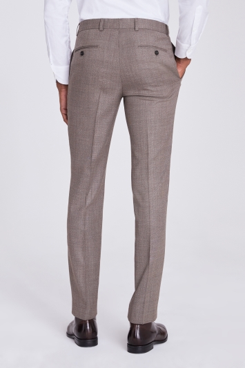 Italian Slim Fit Taupe Hopsack Trousers