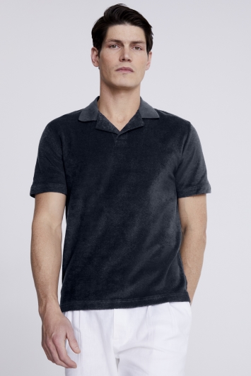 Navy Terry Towelling Skipper Polo