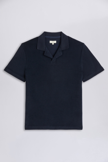 Navy Terry Towelling Skipper Polo