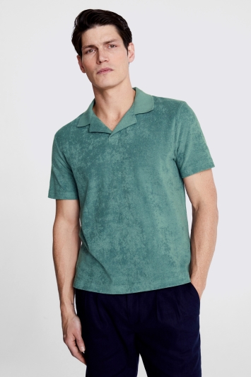 Sage Terry Towelling Skipper Polo