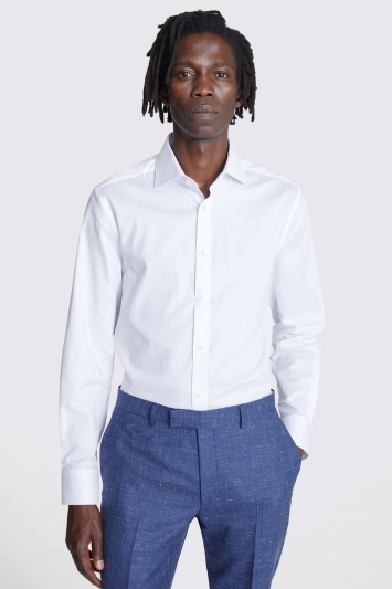 Tailored Fit White Dobby Stretch Shirt