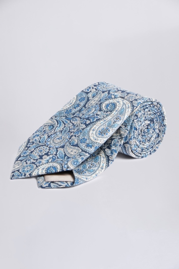 Navy Paisley Print Tie Made with Liberty Fabric