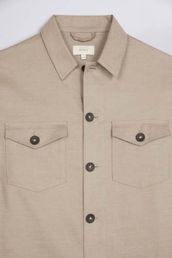 Taupe Twill Linen Safari Shirt