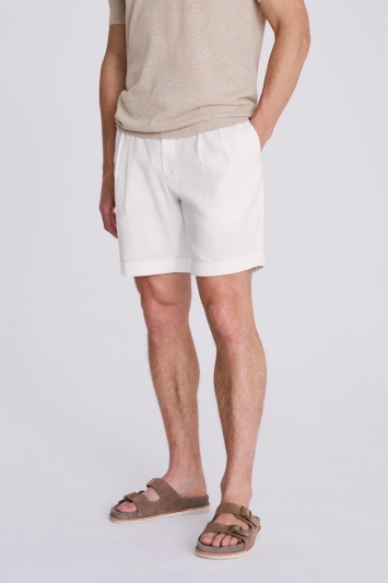 White Matte Linen Casual Shorts