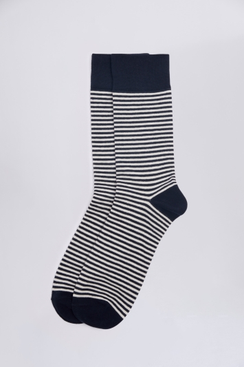 Navy & White Stripe Socks