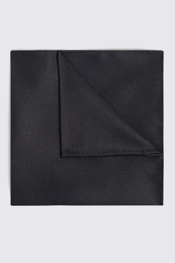 Black Silk Oxford Pocket Square