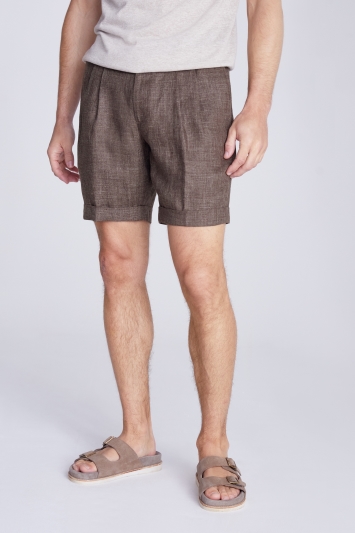 Brown Linen Casual Shorts