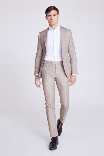 Italian Slim Fit Taupe Puppytooth Jacket