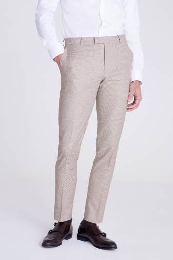 Italian Slim Fit Guabello Taupe Puppytooth Trousers 