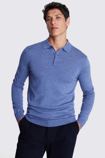Blue Fog Merino Polo Shirt