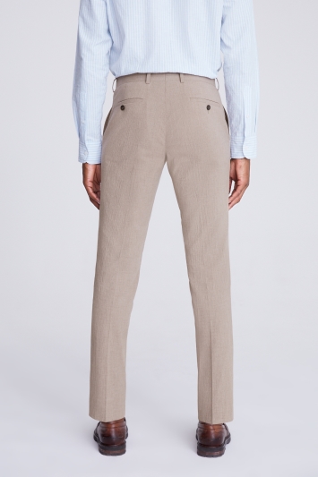Slim Fit Taupe Seersucker Trousers 