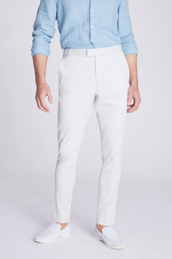 Slim Fit Light Grey Cotton Trousers