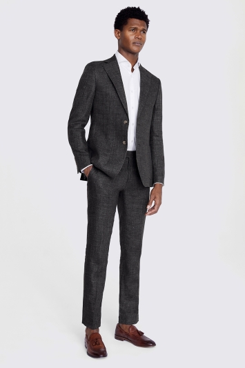 Moss Custom Made  Khaki Linen Suit In Green