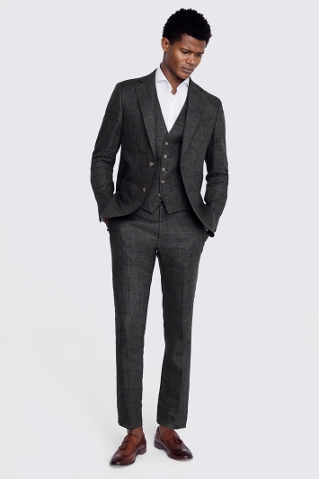 Moss Custom Made  Khaki Linen Suit In Green