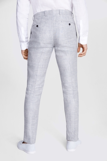 Slim Fit Light Grey Linen Trousers