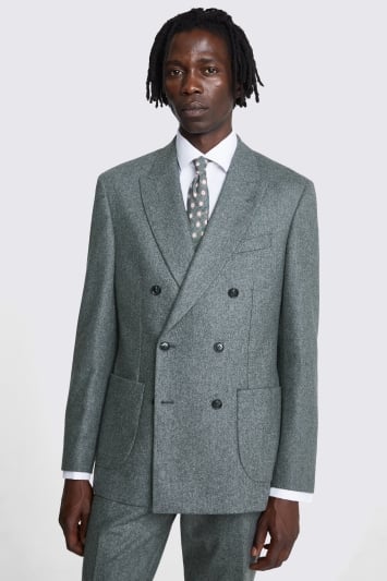 Italian Tailored Fit Sage Flannel Suit Jacket