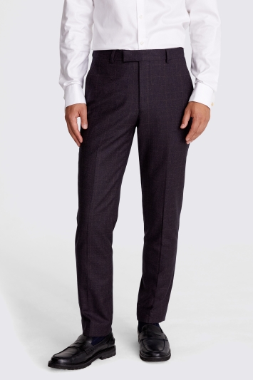 Mens Formal Check Striped Skinny Trousers Office Business Casual Suit Pants  Work | eBay