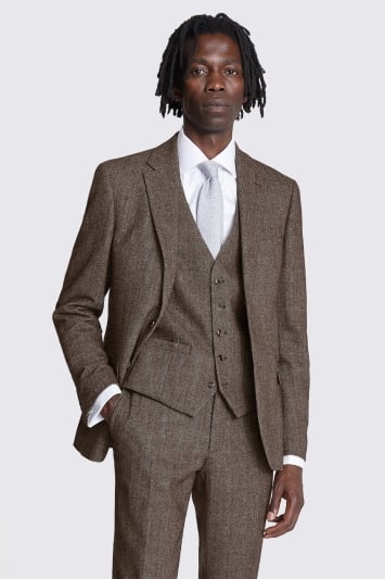 Slim Fit Brown Tweed Suit Jacket