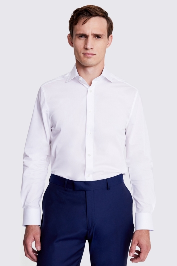 Tailored Fit White Stretch Contrast Shirt