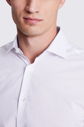 Slim Fit White Stretch Contrast Shirt