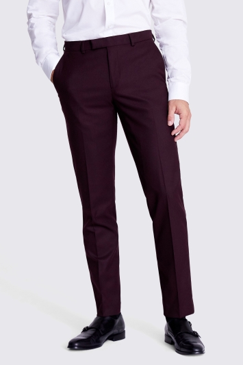 Tailored Fit Claret Flannel Trousers