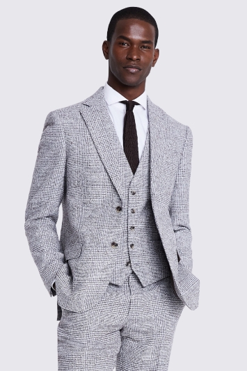 Tailored Fit Grey Check Tweed Jacket