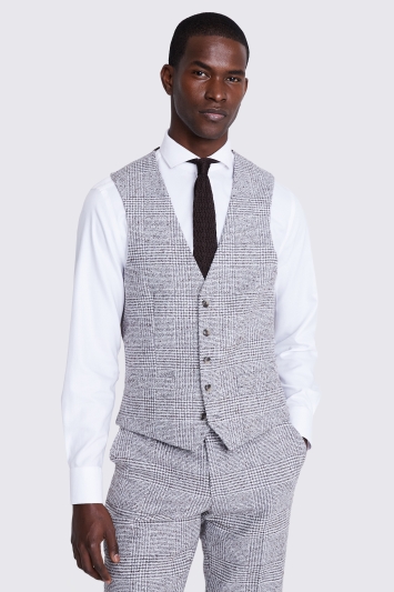 Tailored Fit Grey Check Tweed Waistcoat 