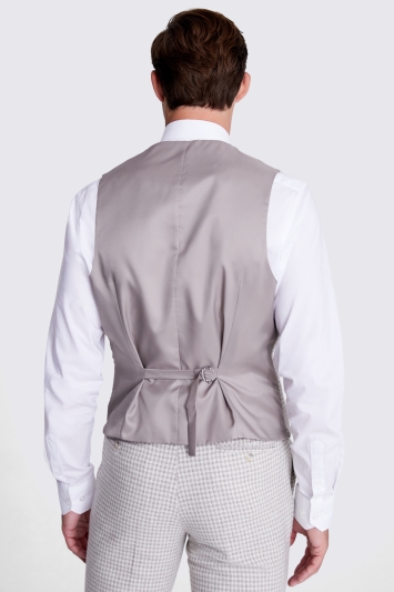 Tailored Fit Stone Houndstooth Tweed Waistcoat 