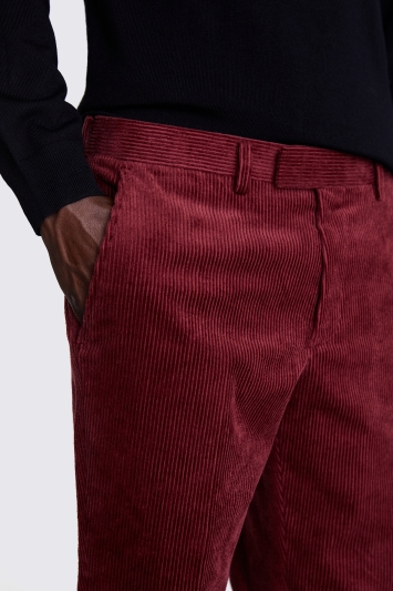 Slim Fit Red Corduroy Trousers