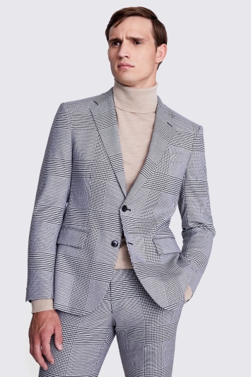 Slim Fit Black and White Check Jacket