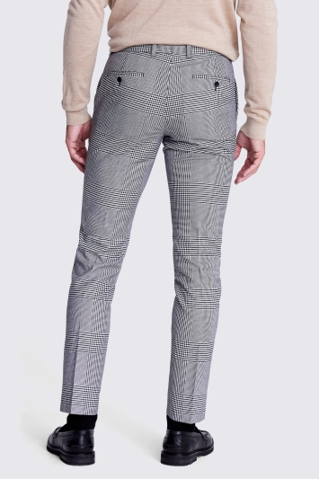 Slim Fit Black and White Check Trousers