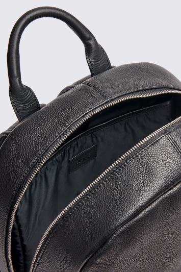 Moss | Men's Black Grained Leather Backpack