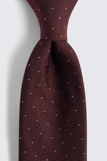 Oxblood Pindot Silk & Wool Tie 