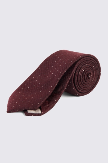 Oxblood Pindot Silk & Wool Tie 