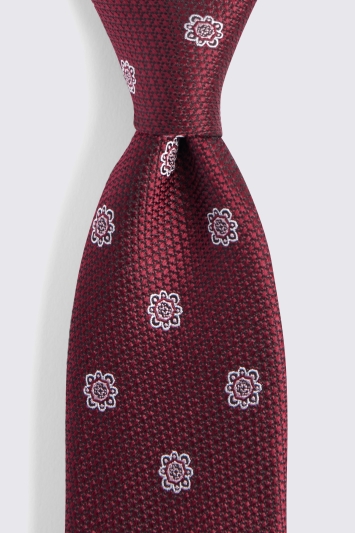 Burgundy Textured Medallion Tie