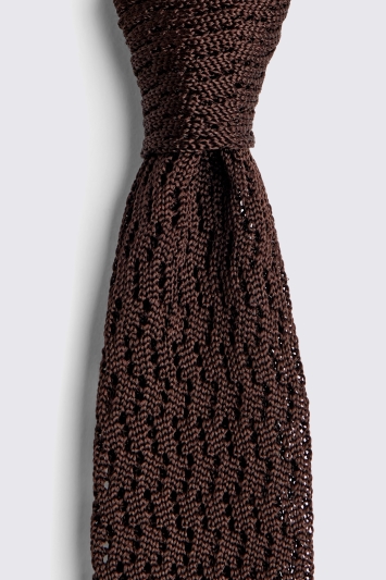 Chocolate Zigzag Silk Knit Tie