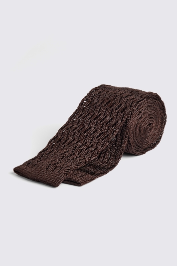 Chocolate Zigzag Silk Knit Tie